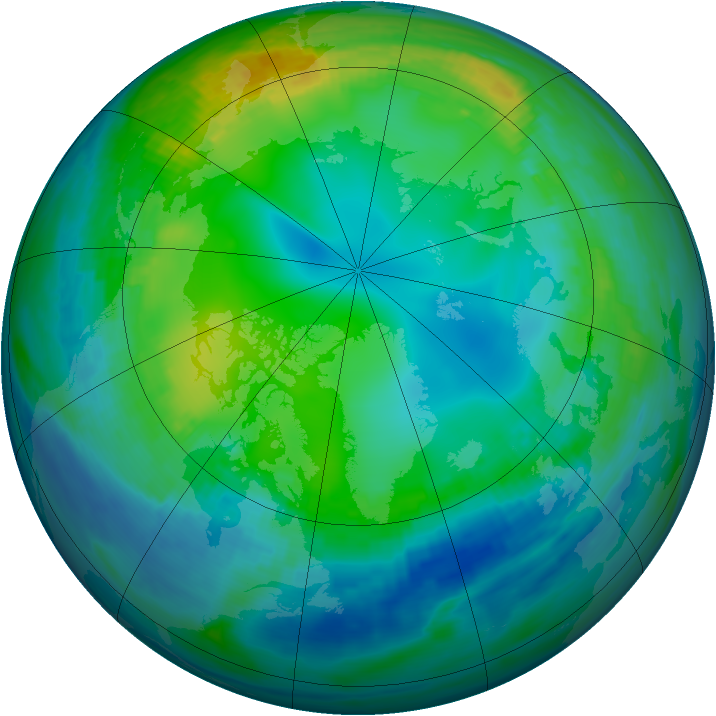 Arctic ozone map for 18 November 1990